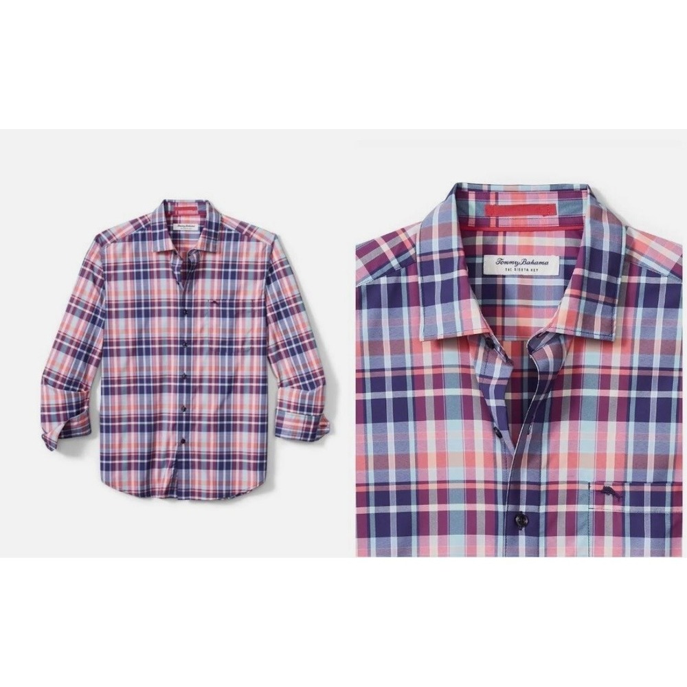 Tommy Bahama Performance Shirt Siesta Key Melbourne Madras Plaid Mens 2X - Picture 15 of 15